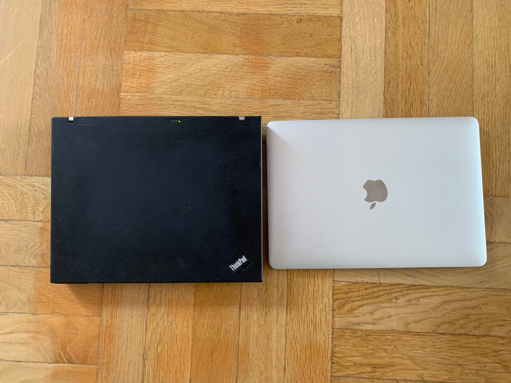 X61s next to MacBook 12 2017